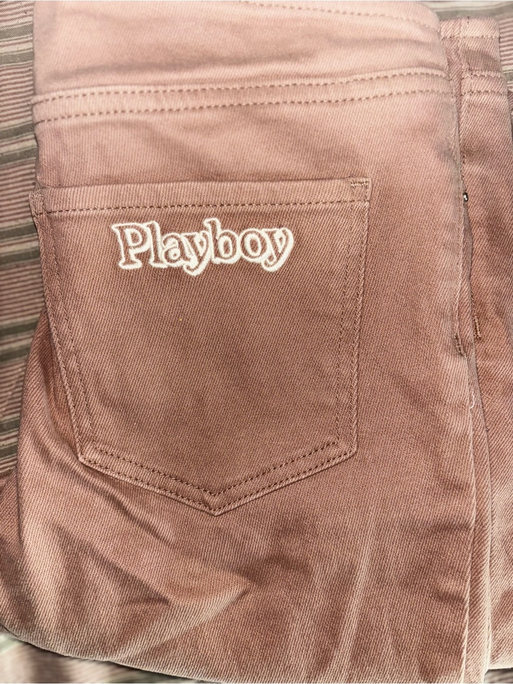🐰 PacSun Playboy Bunny Jeans Sz 26 Cream Y2K 🐰